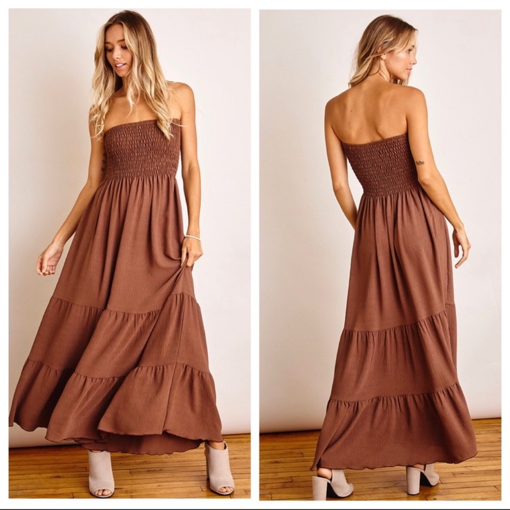 12 Boho Must have Off -Shoulder Tiered Maxi dress - Picture 4 of 5